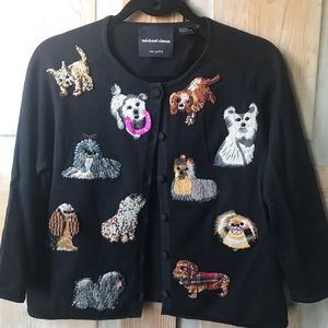 Michael Simon New York embroidered dog cardigan